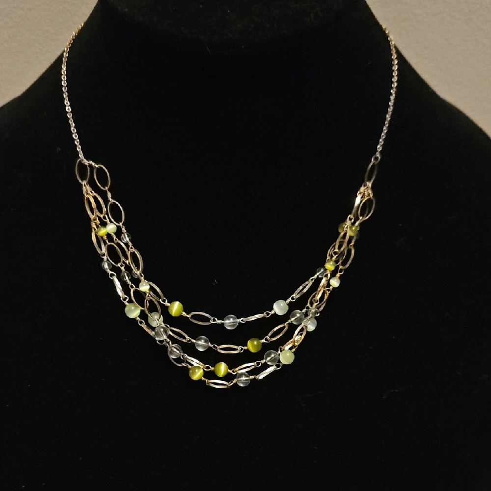Elegant Multi-Chain Necklace with Yellow and Silver Accents